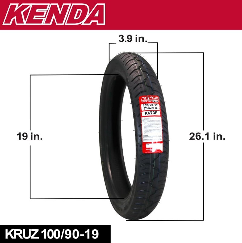 KENDA إطارات دراجة نارية كروز K673 100/90-19 (57H) أمامية و130/90-16 خلفية - إطارات شوارع كروزر - إطارات كروزر عالية الأميال مع قبضة ممتازة على الطرق المبللة واستقرار، تشمل سلسلة مفاتيح - Image 2